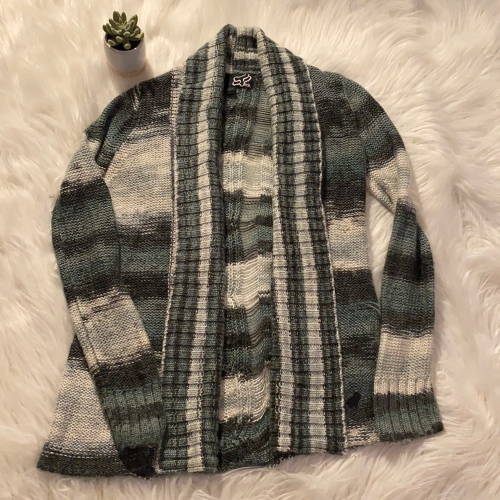 Fox Racing Cable Knit Cardigan with Detail Back